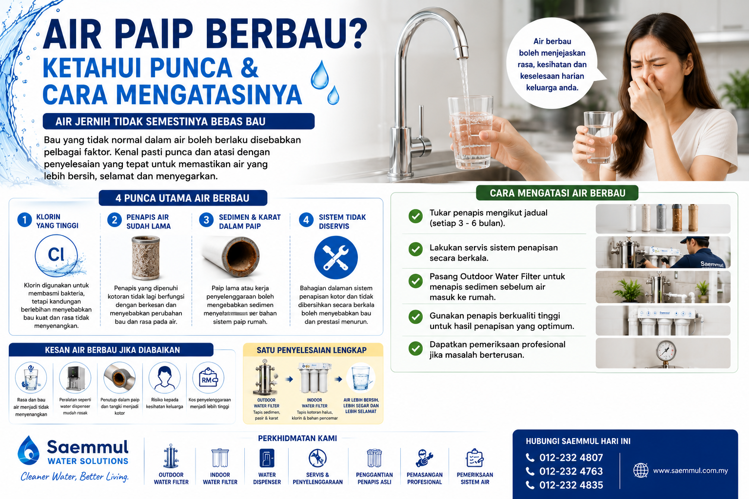Mengapa Air Paip Berbau? Ketahui Punca dan Cara Mengatasinya