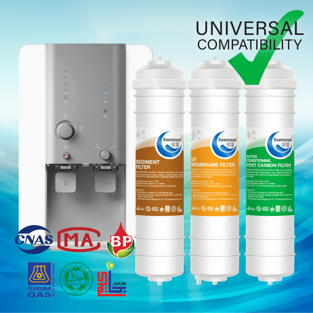 SAEMMUL 10”I UF ULTRAFILTRATION WATER FILTER SET 3 STAGE HALAL COMPATIBLE FOR COWAY VILLAEM 2