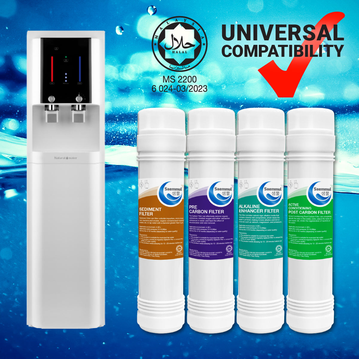 SET PENAPIS AIR BERALKALI SAEMMUL 10”U 4 PERINGKAT HALAL SESUAI UNTUK CUCKOO QUEEN STAND