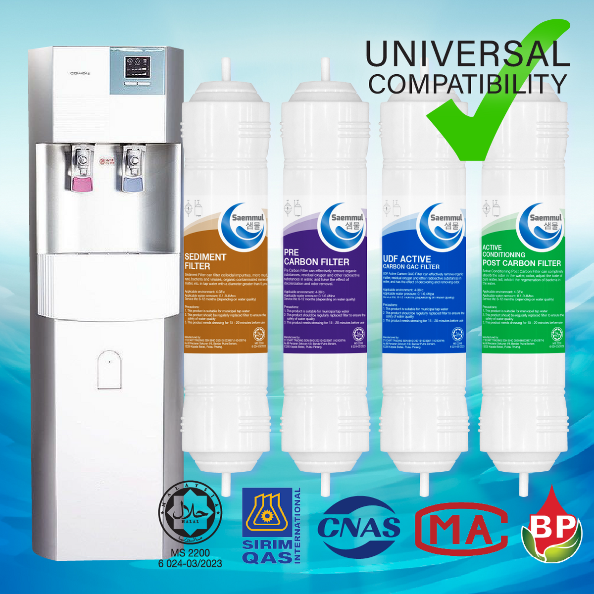 Enhanced Water Filter SAEMMUL 11" Mineral Set Certified Halal Universal Compatibility for Most Water Dispenser