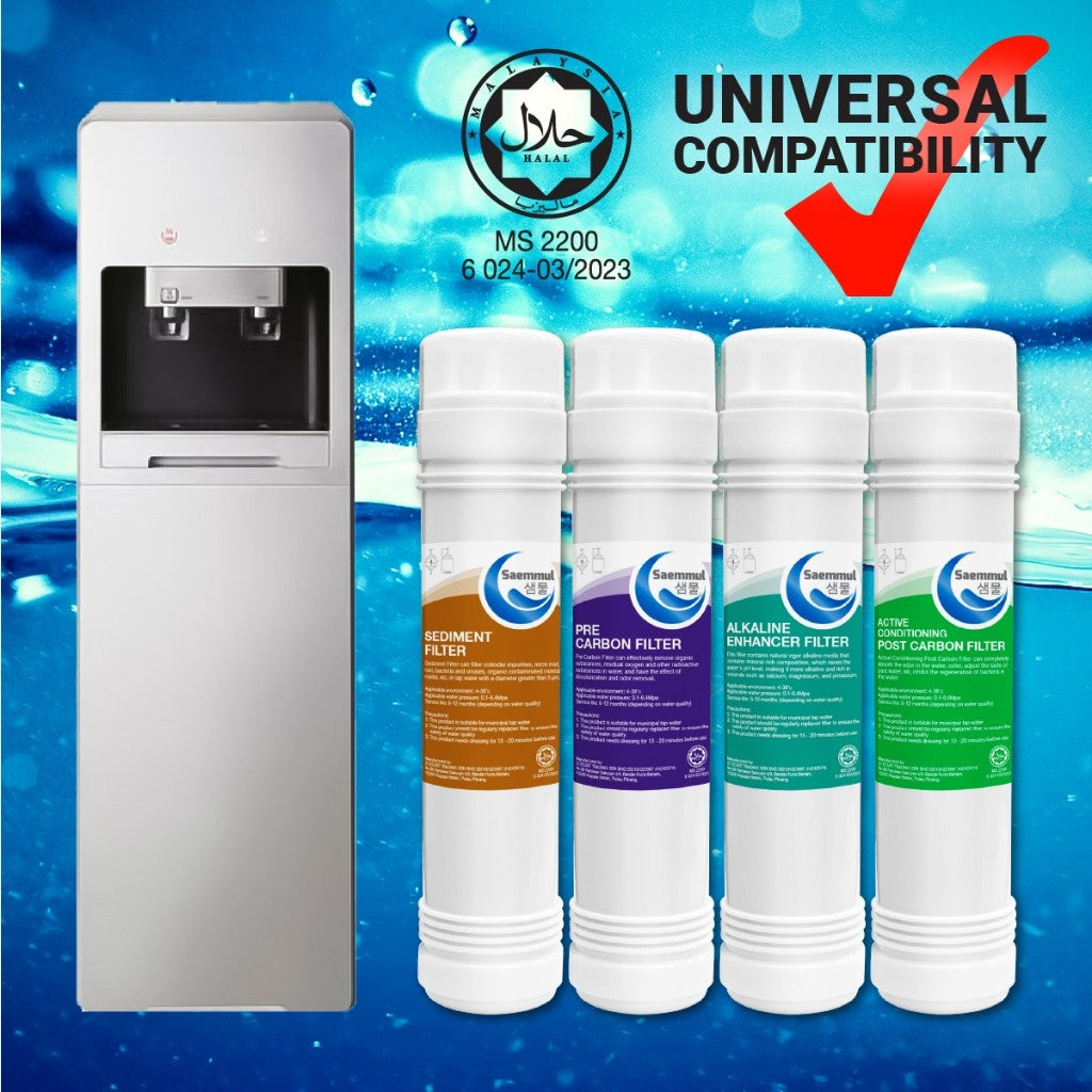 SAEMMUL 10”U ALKALINE WATER FILTER SET 4 STAGE HALAL COMPATIBLE FOR FUSHION STAND