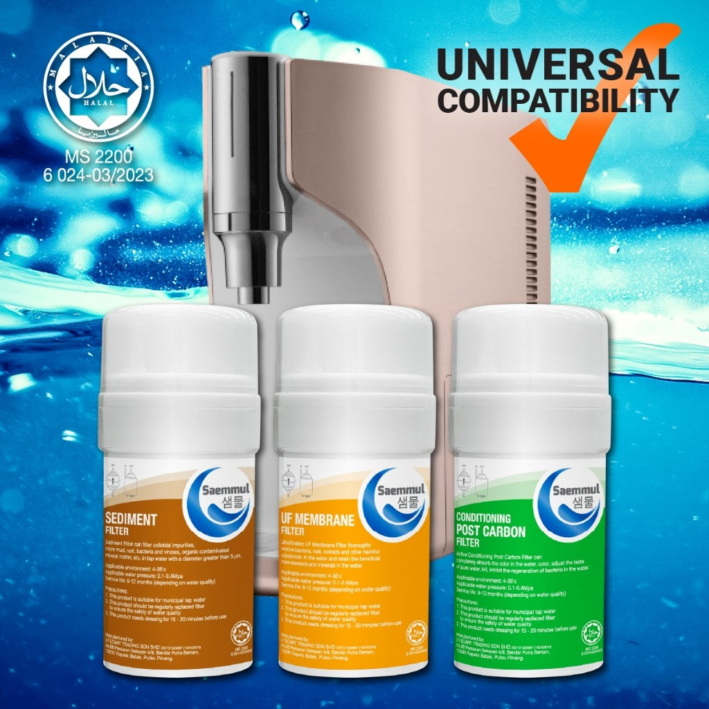 SAEMMUL 4”U UF WATER FILTER SET 3 STAGE HALAL COMPATIBLE FOR SK MAGIC HYPER