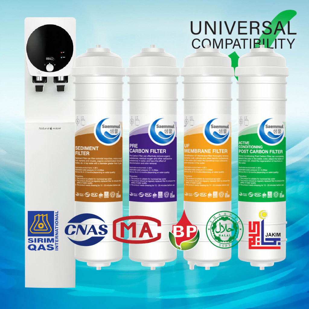 SAEMMUL 10”I UF ULTAFILTRATION WATER FILTER SET 4 STAGE HALAL COMPATIBLE FOR CUCKOO KING STAND