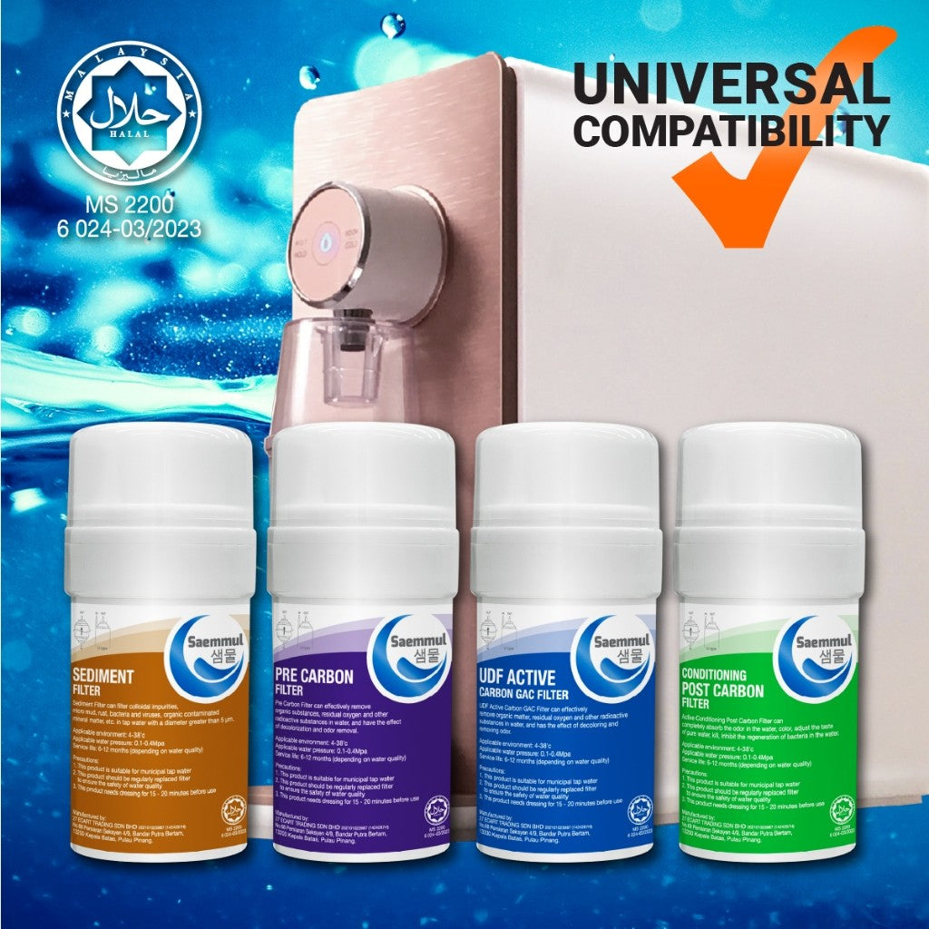 SAEMMUL 4”U MINERAL WATER FILTER SET 4 STAGE HALAL COMPATIBLE FOR CUCKOO PRINCE TOP