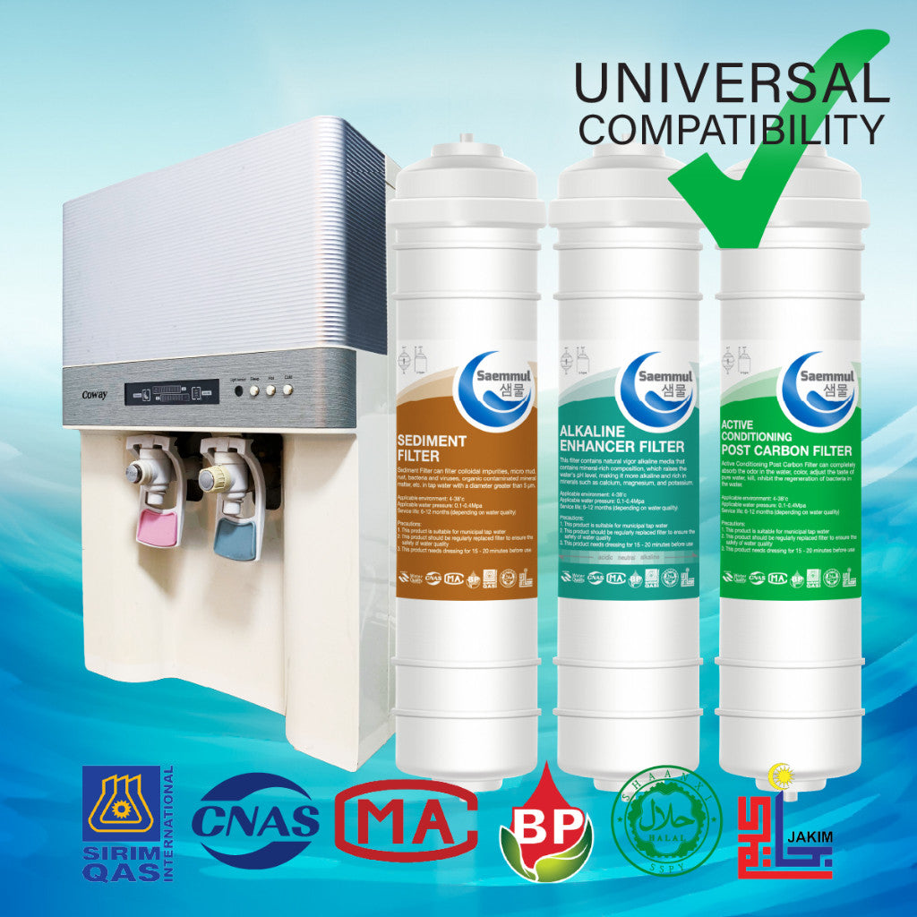 SAEMMUL 10”I ALKALINE WATER FILTER SET 3 STAGE HALAL COMPATIBLE FOR COWAY MACH