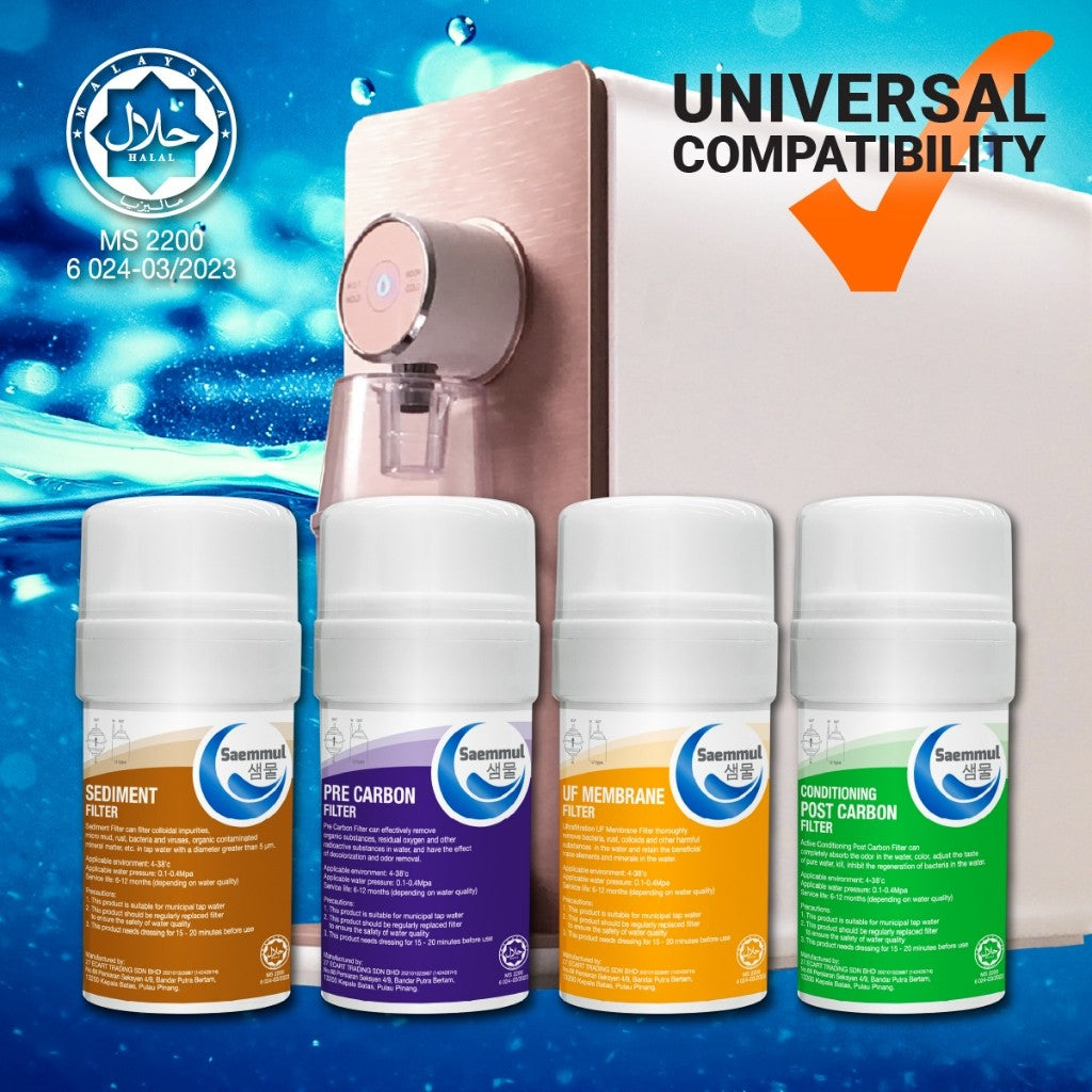 SAEMMUL 4”U UF WATER FILTER SET 4 STAGE HALAL COMPATIBLE FOR CUCKOO PRINCE TOP