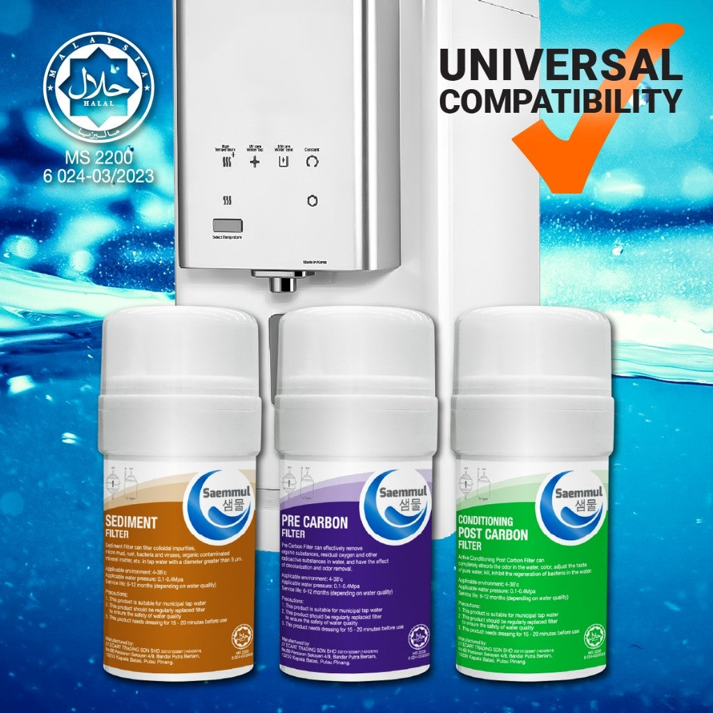 SAEMMUL 4”U MINERAL WATER FILTER SET 3 STAGE HALAL COMPATIBLE FOR SK MAGIC WIZ R