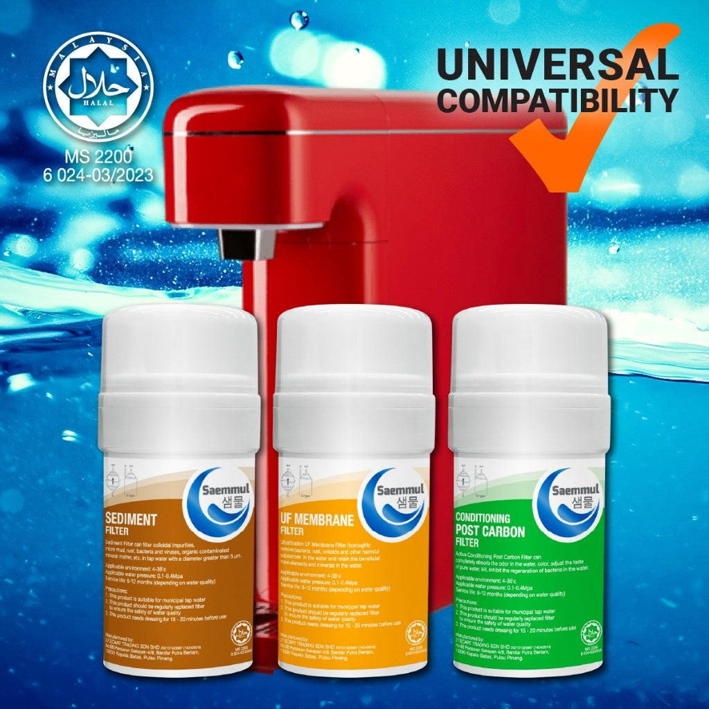 SAEMMUL 4”U UF WATER FILTER SET 3 STAGE HALAL COMPATIBLE FOR SK MAGIC JIKSOO MINI