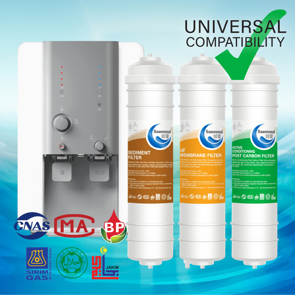 SAEMMUL 10”I UF ULTRAFILTRATION WATER FILTER SET 3 STAGE HALAL COMPATIBLE FOR COWAY VILLAEM 2