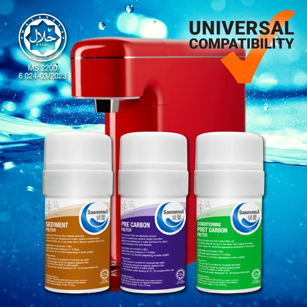 SAEMMUL 4”U MINERAL WATER FILTER SET 3 STAGE HALAL COMPATIBLE FOR SK MAGIC JIKSOO MINI