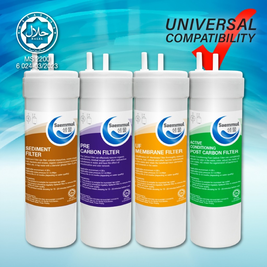 SAEMMUL 8”U UF WATER FILTER SET 4 STAGE HALAL COMPATIBLE FOR YAMADA INDAH, YAMADA
