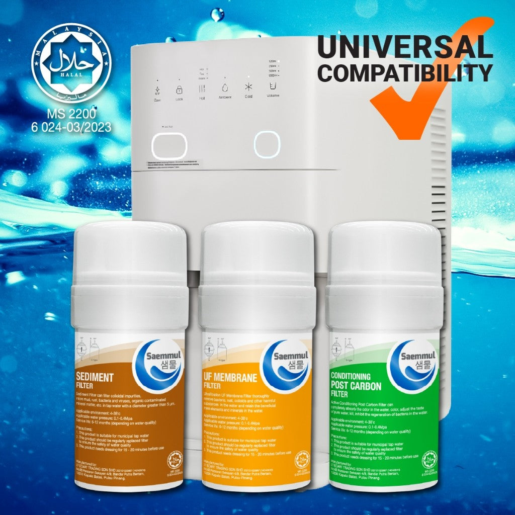 SAEMMUL 4”U UF WATER FILTER SET 3 STAGE HALAL COMPATIBLE FOR SK MAGIC RICH +