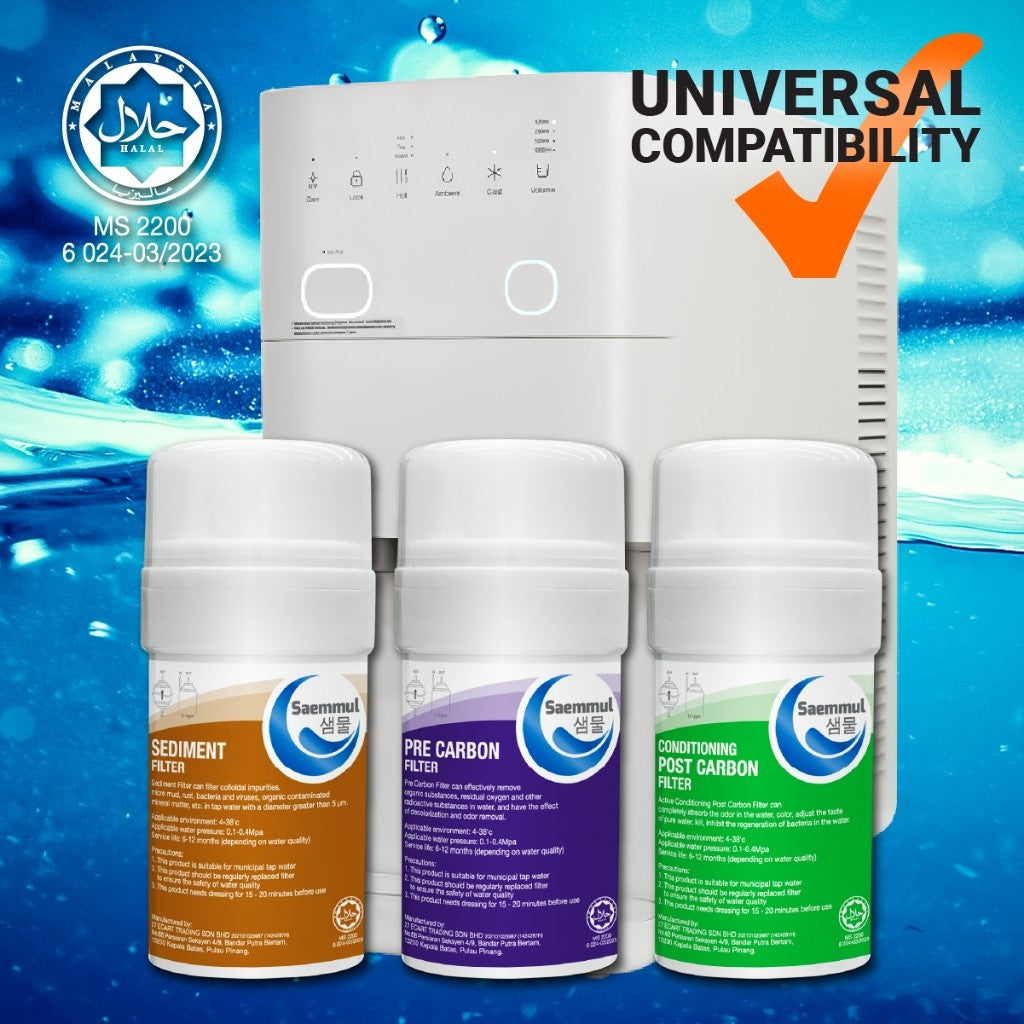 SAEMMUL 4”U MINERAL WATER FILTER SET 3 STAGE HALAL COMPATIBLE FOR SK MAGIC RICH +