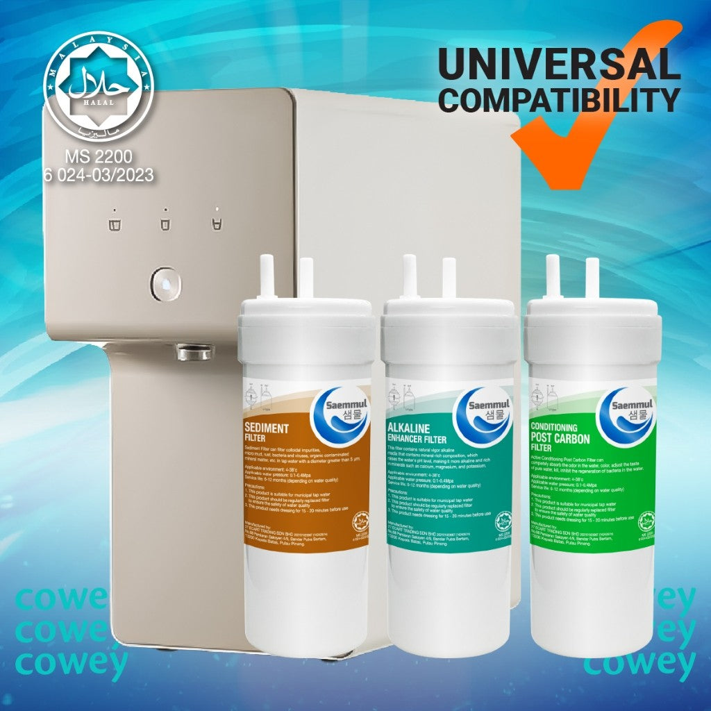 SAEMMUL 6”U-TYPE ALKALINE WATER FILTER SET CERTIFIED HALAL COMPATIBLE FOR COWAY CINNAMON