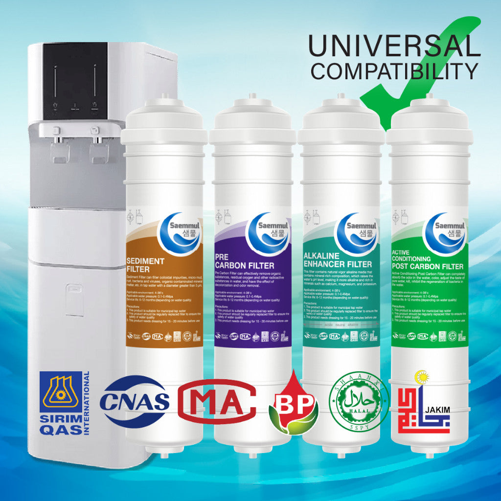 SAEMMUL 10”I ALKALINE WATER FILTER SET 4 STAGE HALAL COMPATIBLE FOR COWAY CORE