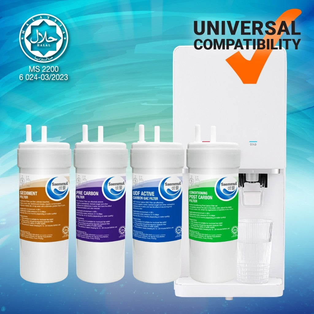 SAEMMUL 6”U MINERAL WATER FILTER SET 4 STAGE HALAL COMPATIBLE FOR CUCKOO KING TOP