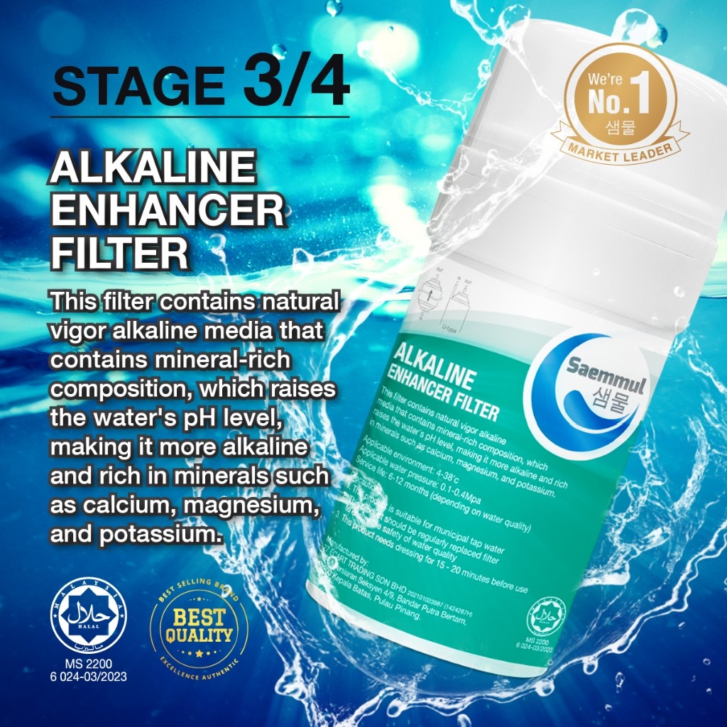 SAEMMUL 4”U ALKALINE WATER FILTER SET 3 STAGE HALAL COMPATIBLE FOR SK MAGIC RICH +