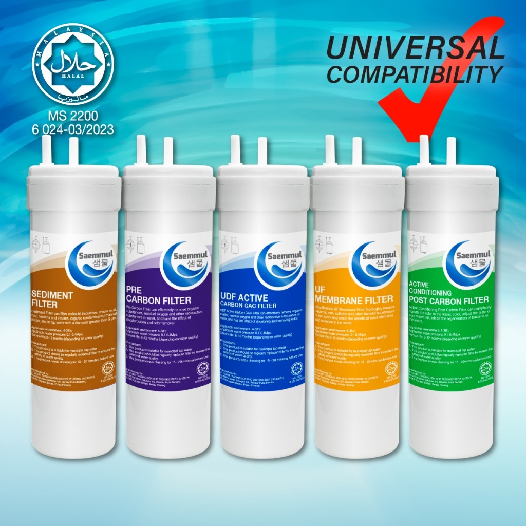 SAEMMUL 8”U TYPE UF WATER FILTER SET KOREAN HALAL 5 STAGE