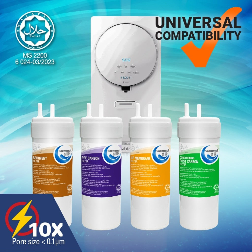 SAEMMUL 6”U UF WATER FILTER SET 4 STAGE HALAL COMPATIBLE FOR CUCKOO ICON
