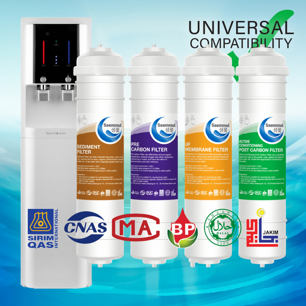SAEMMUL 10”I UF ULTRAFILTRATION WATER FILTER SET 4 STAGE HALAL COMPATIBLE FOR COWAY CORE