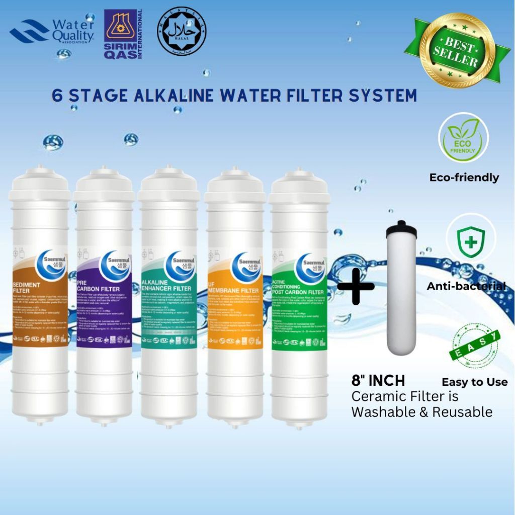 KOREAN SAEMMUL 6 STAGE ALKALINE WATER FILTER SYSTEM - REPLACEMENT SYSTEM SET