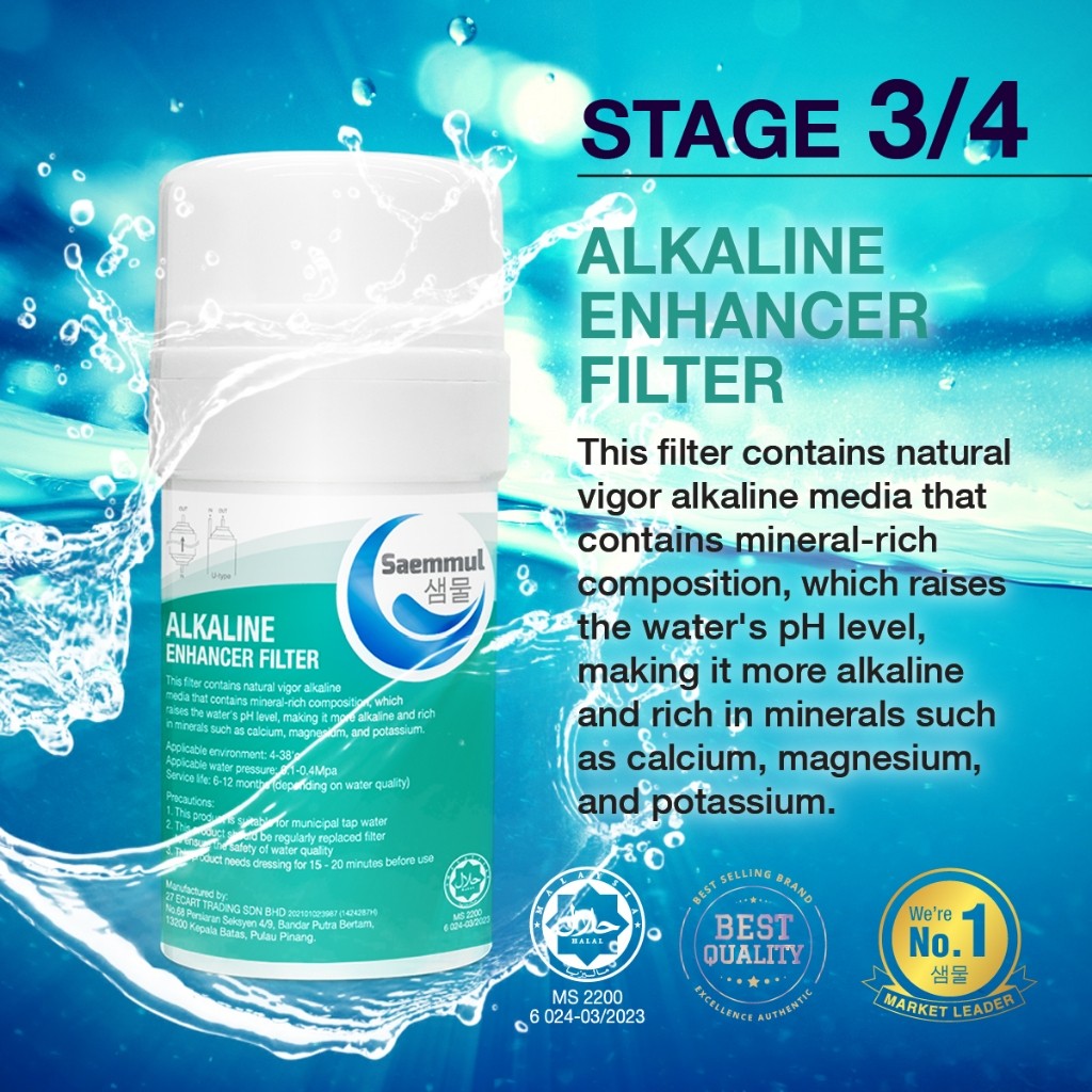 SAEMMUL 4”U TYPE ALKALINE WATER FILTER SET FOR CUCKOO SK MAGIC HYPER RAPI RICH (HALAL CERT FILTER)