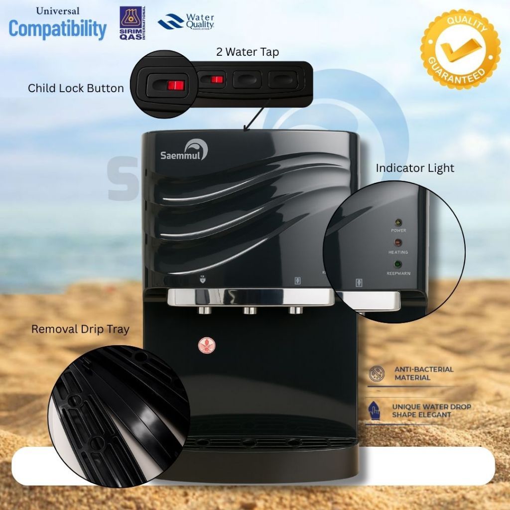SAEMMUL COMPRESSOR COOLING HOT + COLD + NORMAL KOREA HALAL PIPELINE / DIRECT PIPEIN WATER DISPENSER