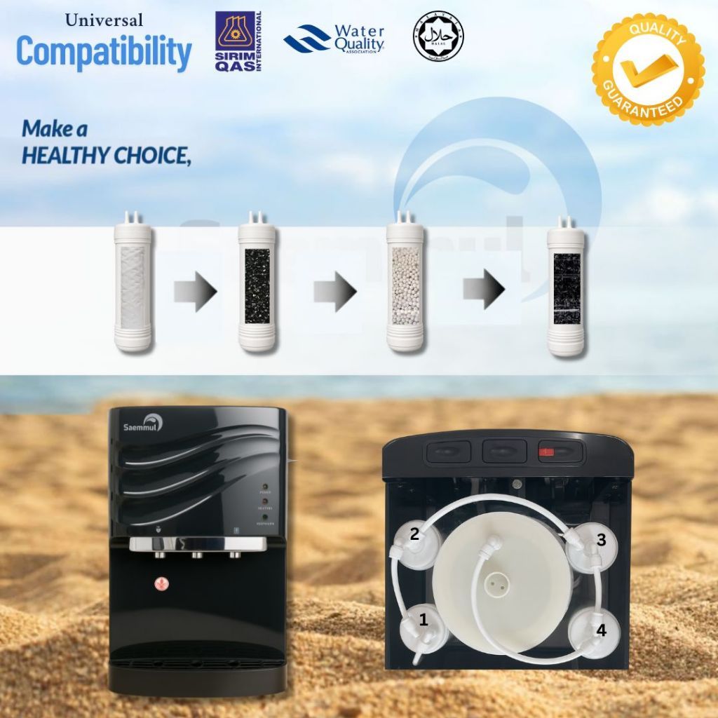 SAEMMUL COMPRESSOR COOLING HOT + COLD + NORMAL KOREA HALAL PIPELINE / DIRECT PIPEIN WATER DISPENSER