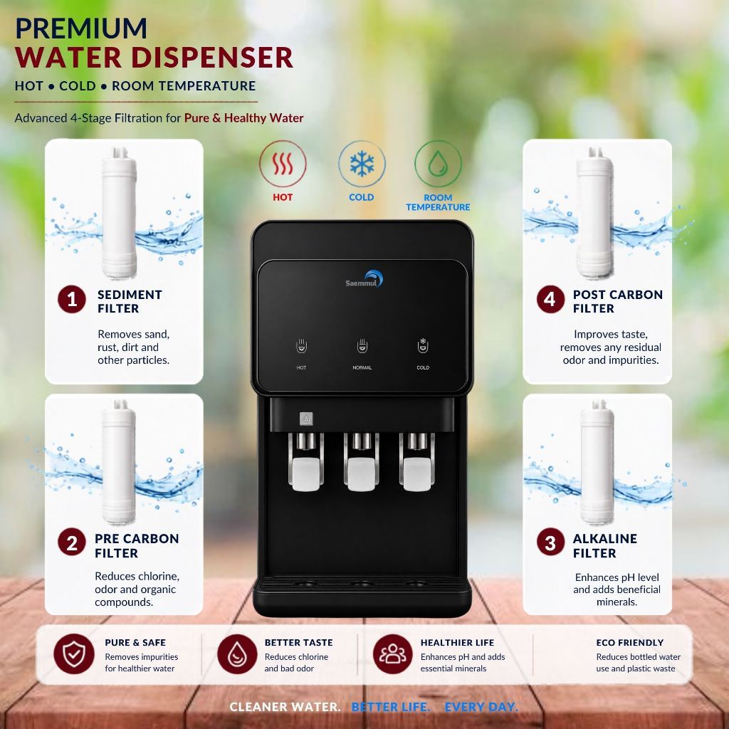 SUPER HOT SAEMMUL COMPRESSOR COOLING HOT + COLD + NORMAL KOREA HALAL PIPELINE WATER DISPENSER