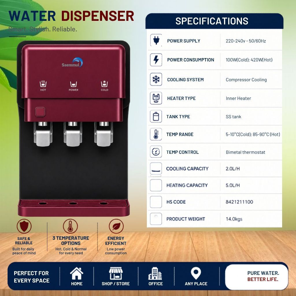 Saemmul Hot & Cold & Warm Korean Water Dispenser