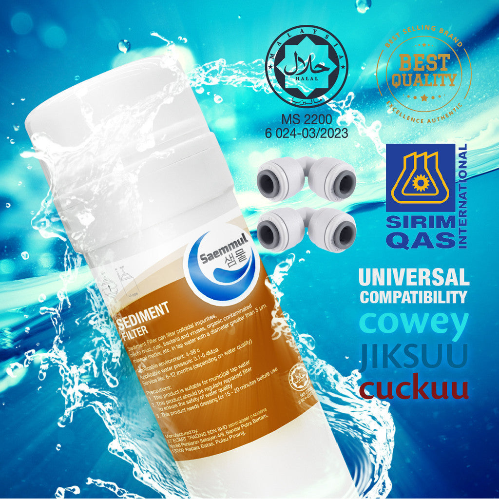 SAEMMUL 6" 3 STAGE UNIVERSAL ULTRA FILTRATION ALKALINE WATER FILTER