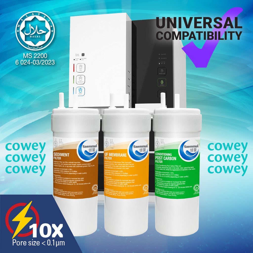 SAEMMUL 6" 3 STAGE UNIVERSAL ULTRA FILTRATION ALKALINE WATER FILTER