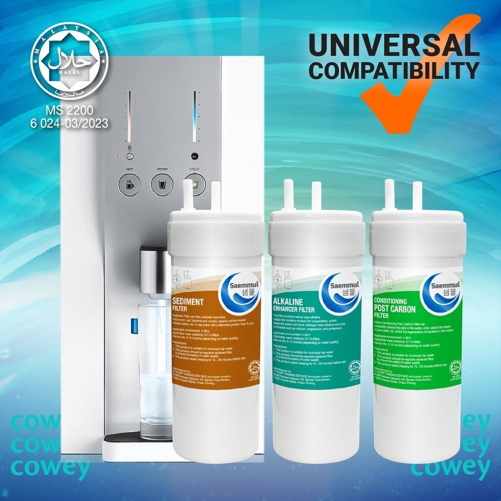 SET PENAPIS AIR BERALKALI SAEMMUL 6”U 3 PERINGKAT HALAL SESUAI UNTUK COWAY PETIT