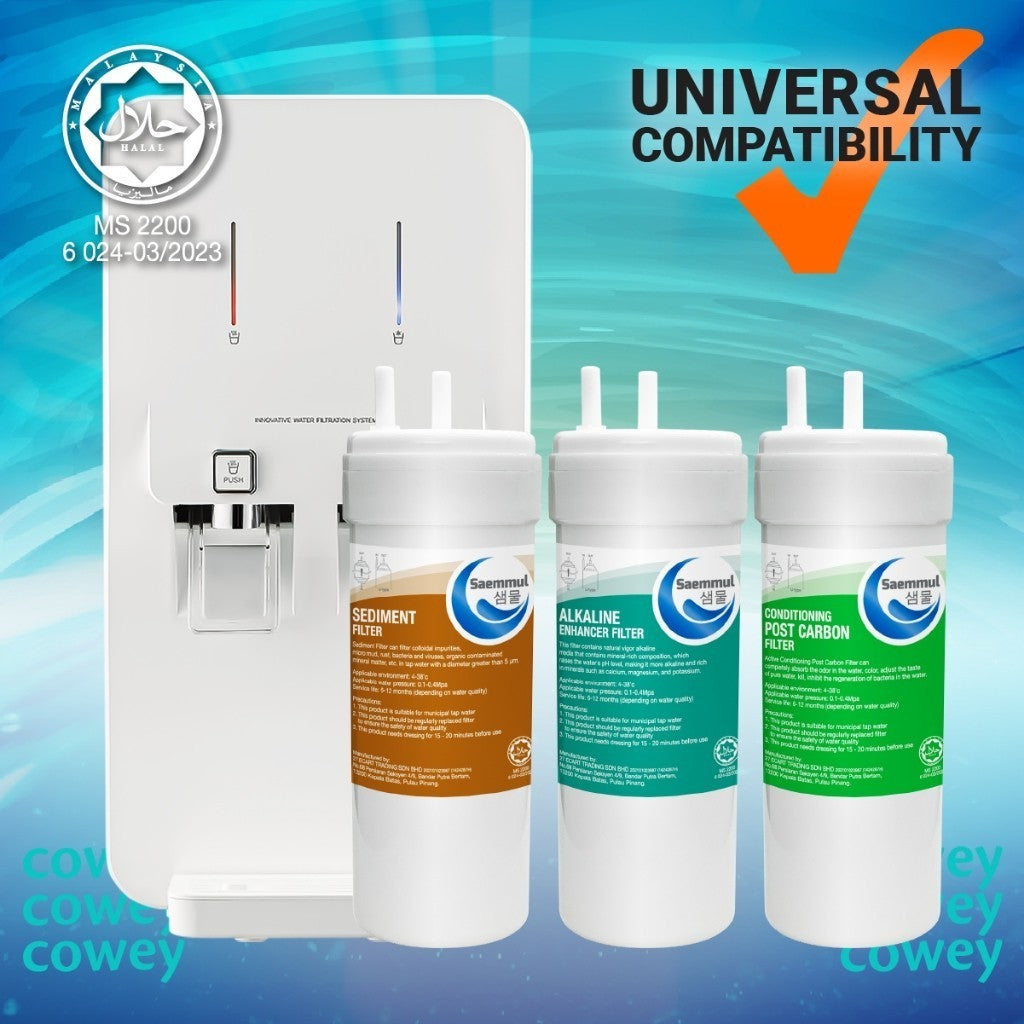 SET PENAPIS AIR BERALKALI SAEMMUL 6”U 3 PERINGKAT HALAL SESUAI UNTUK COWAY NEO