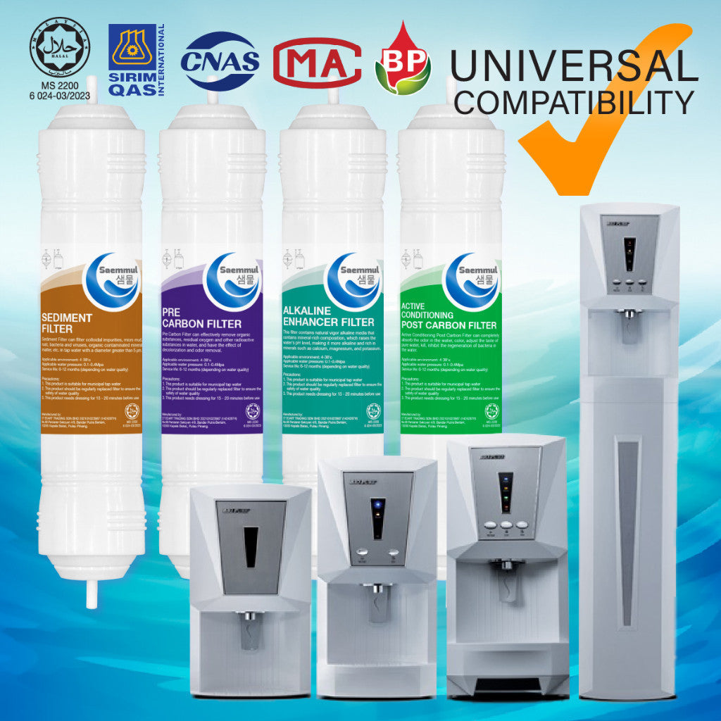 Enhanced Water Filter SAEMMUL 11" Alkaline Set Certified Halal Universal Compatibility for Most Water Dispenser&FREEGIFT