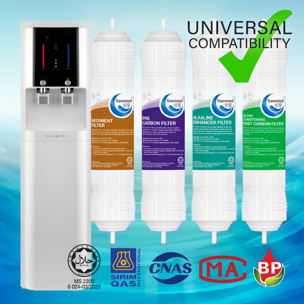 SAEMMUL 11”I ALKALINE WATER FILTER SET 4 STAGE HALAL COMPATIBLE FOR CUCKOO QUEEN STAND