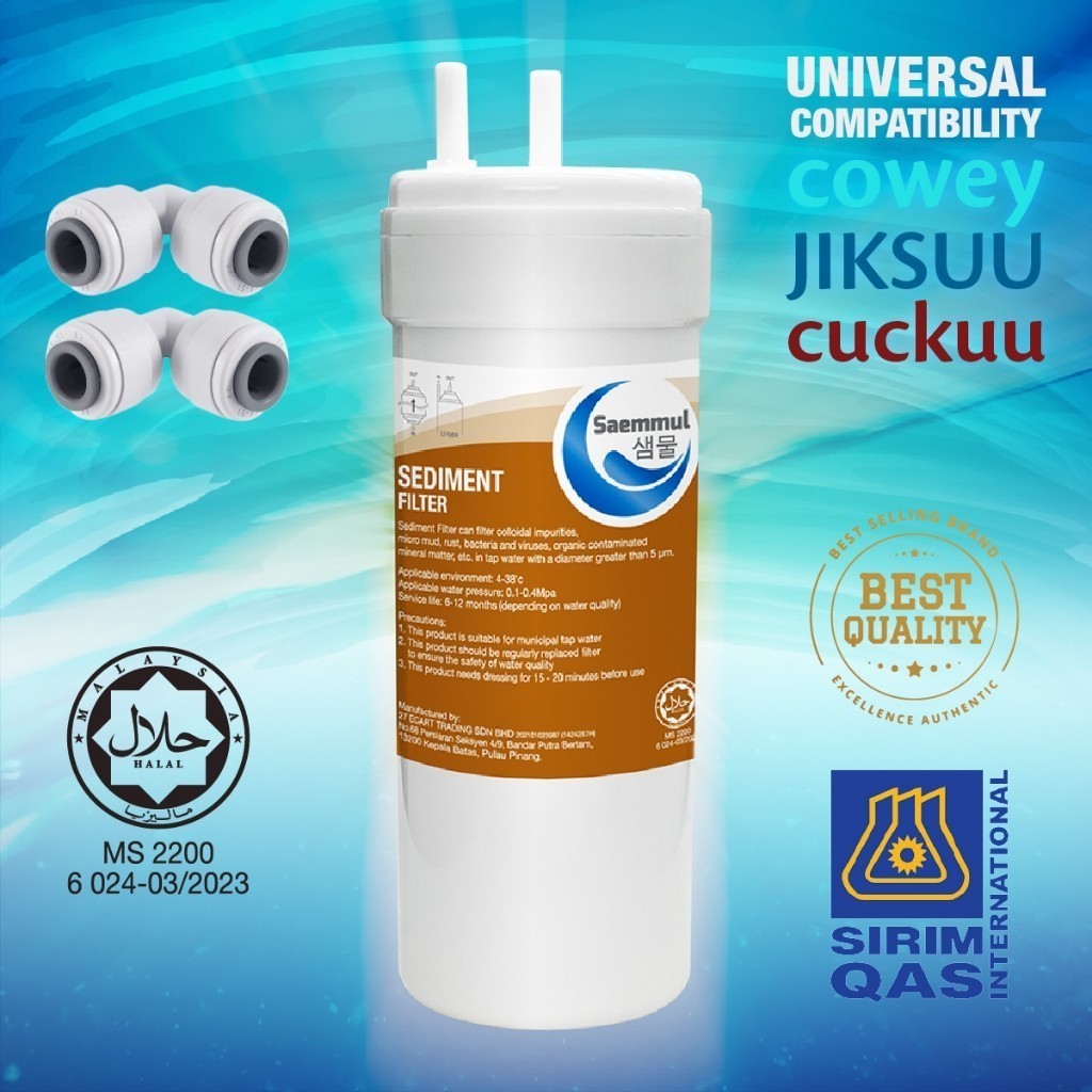 Enhanced Water Filter SAEMMUL 6" Stage Set U-Type -Advanced Filtration System Fits a wide Range of Standard Dispenser