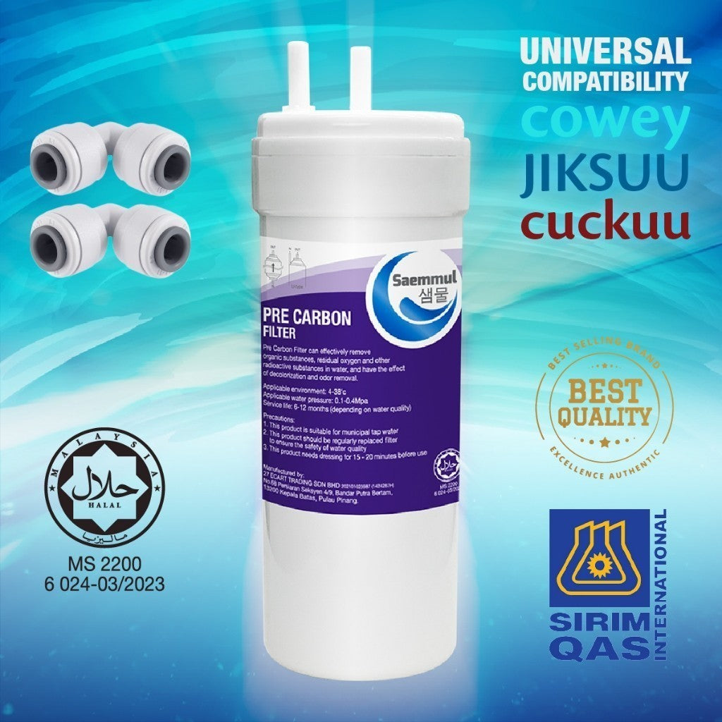Enhanced Water Filter SAEMMUL 6" Stage Set U-Type -Advanced Filtration System Fits a wide Range of Standard Dispenser